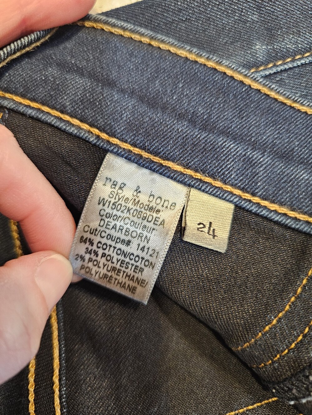 rag & bone Dearborn Skinny Jeans Dark Wash Raw Hem Denim W1502K089DEA Womens 24‎